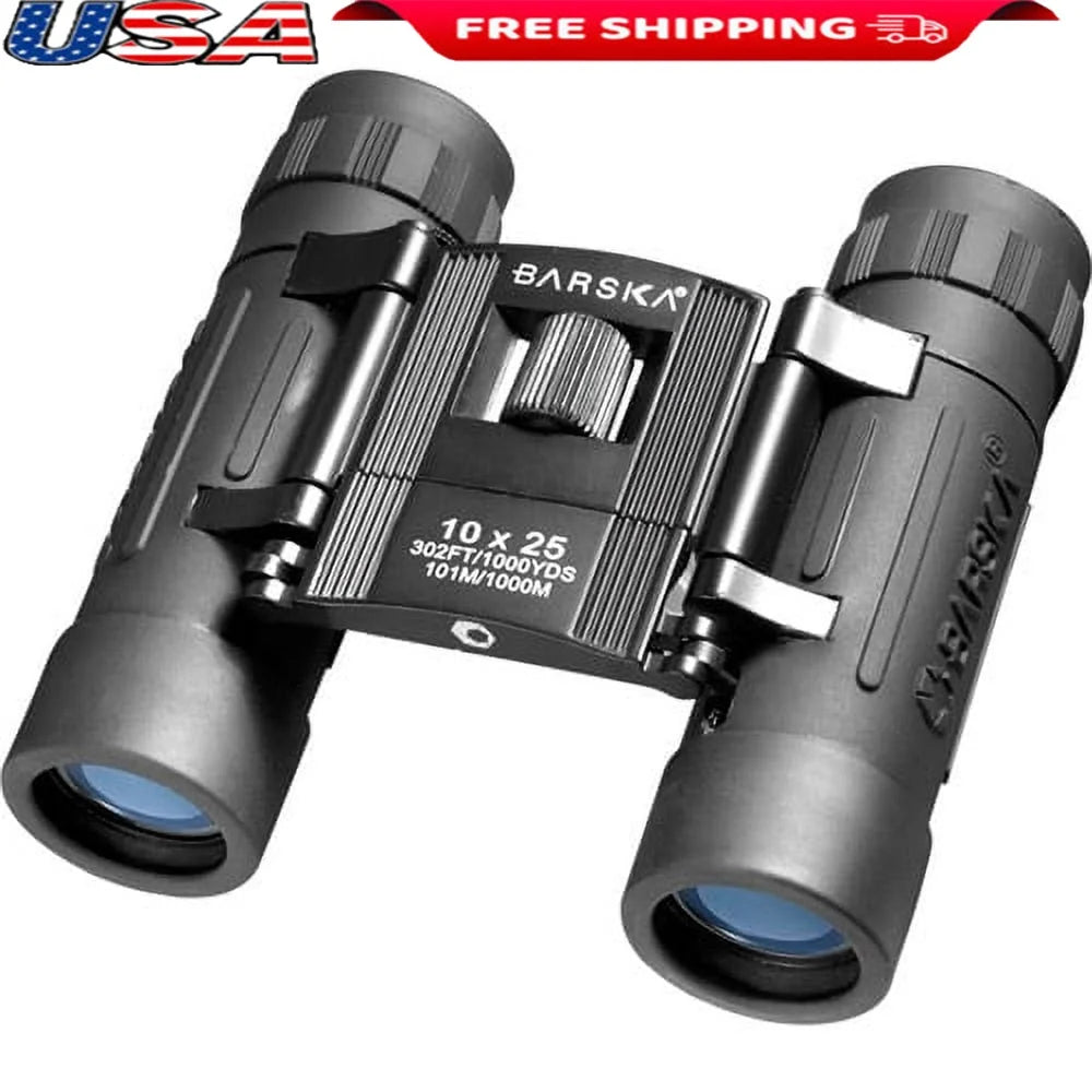 10x25mm Compact Folding Binoculars BK7 Prisms Fully Coated Optics Ergonomic Shock Resistant Design Hiking Bird Watching