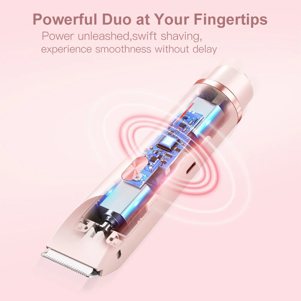 Electric Razor Woman Shaver Dual Head Electric Hair Clipper Women Mustache Epilator Leg Bikini Body Hair Trimmer for Pubic Legs