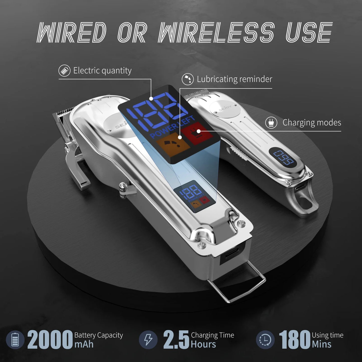 Sejoy Professional Hair Clipper Set Cordless Rechargeable For Men Barber