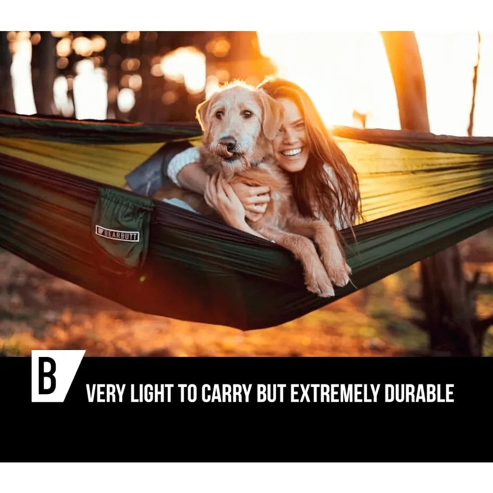 Bear Butt 2 Person Portable Hammock - Backpacking to Camping - Double Hammock for Travel & Outdoor