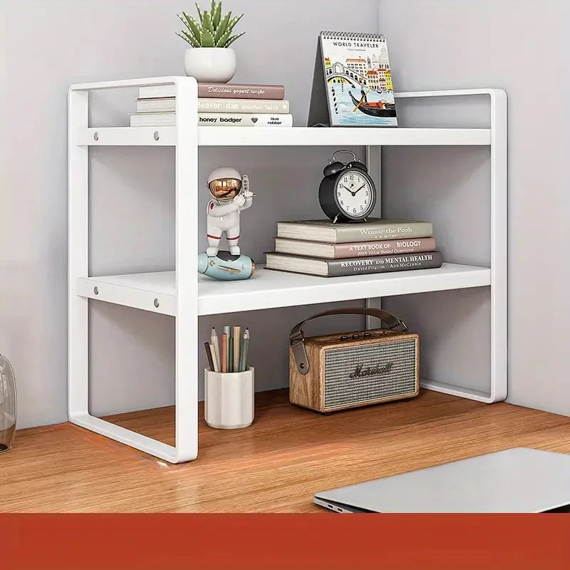 LUSQI 2 Tier Desk Shelf Storage Rack For Home Office Organization