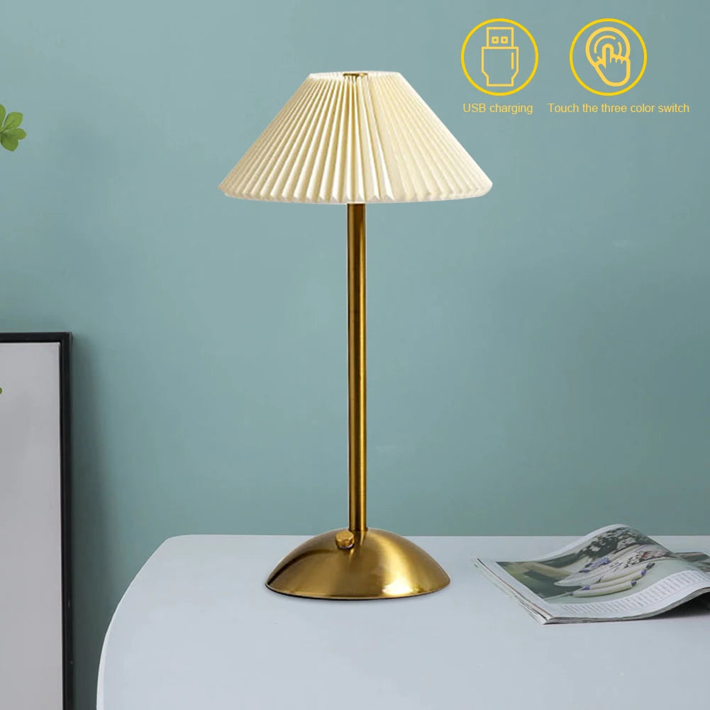 Nordic Pleated Table Lamp USB Charging Art Atmosphere Lamp