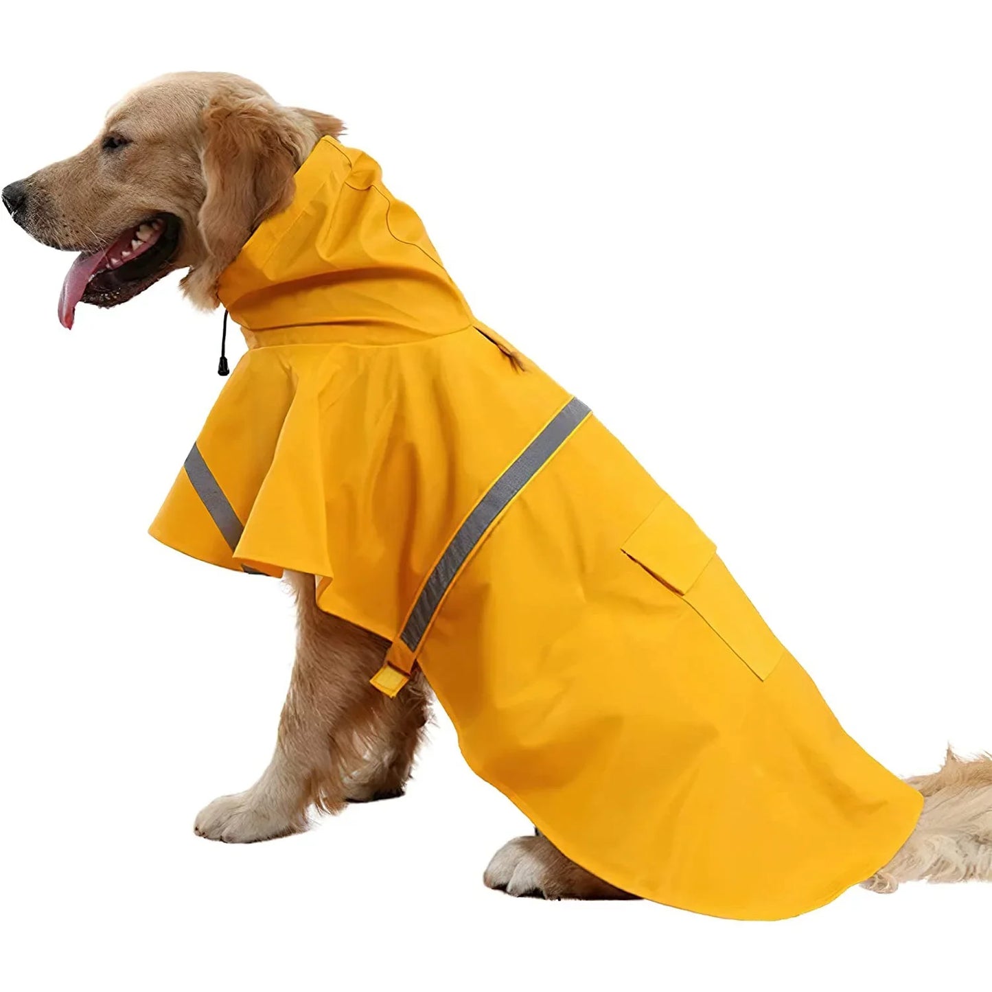 Pet Hooded Raincoat For Dogs Cape Style Reflective Waterproof Coat