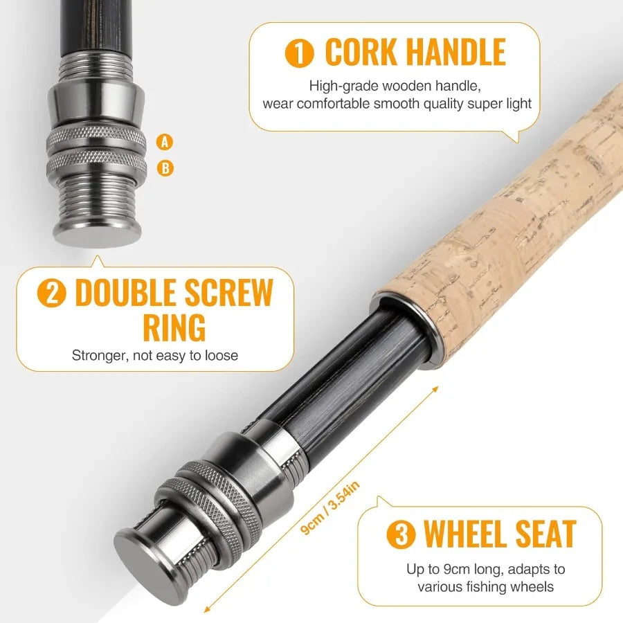 Lightweight Graphite Fly Fishing Rod And Reel Combo Kit 4 Piece Carrier Bag