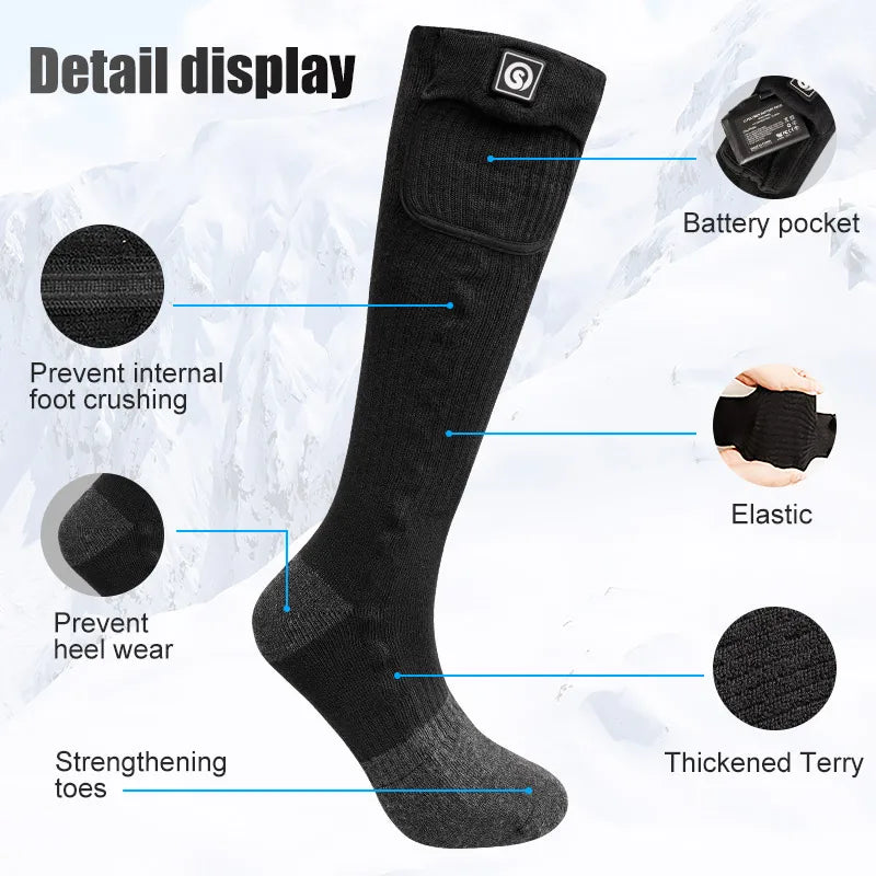 Snow Deer Winter Heated Sock Thermal Stockings Woman Men Ski Camping Warm Socks Sports Rechargeable Battery Foot Warmer
