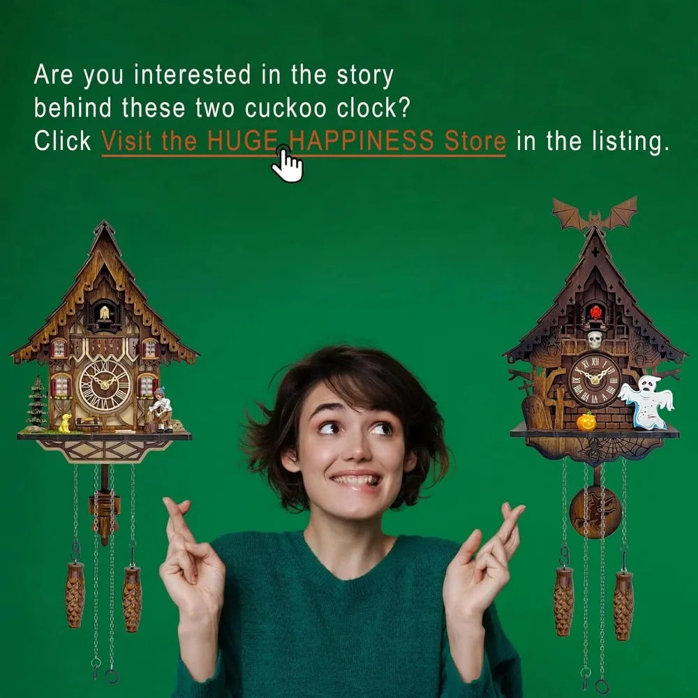 Cuckoo Clock For Wall Art Black Forest Antique With 12 Melodies Night Mode