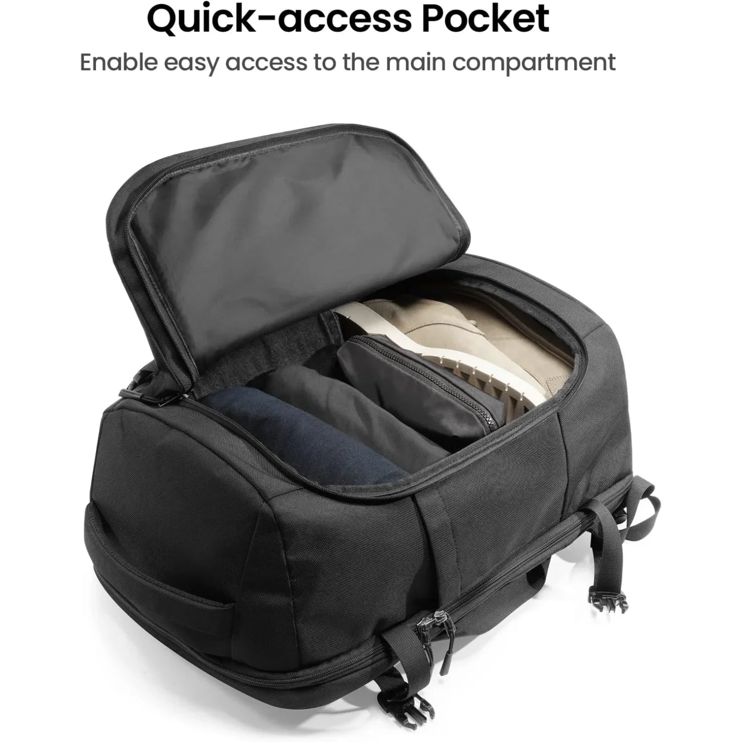 tomtoc Travel Backpack 40L, TSA Friendly Carry-on Luggage, Water-resistant Daypack Fits 17.3" Laptop