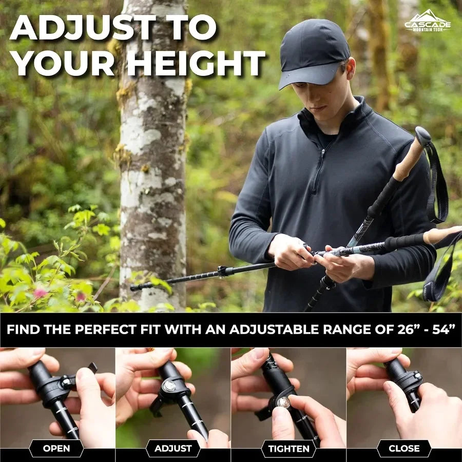 Trekking Poles Carbon Fiber Walking Hiking Sticks With Quick Adjustable Locks