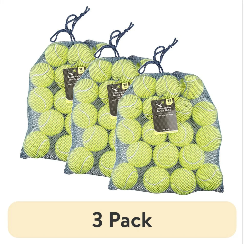 3 Packs Tennis Balls 18 Count Mesh Bag Court Surfaces