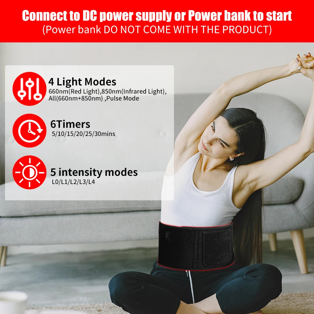 Red Light Therapy Belt 660nm 850nm Near Infrared For Body Relaxation Muscle Inflammation Pain Relief Improve Circulation
