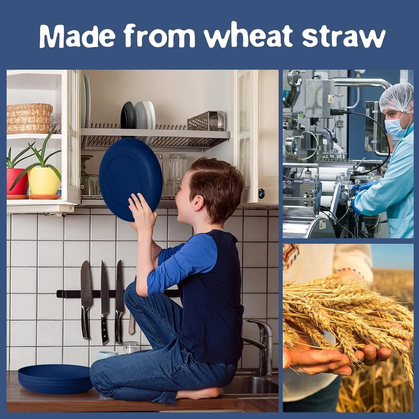 24 Piece Wheat Straw Plastic Dinnerware Set Service for 6