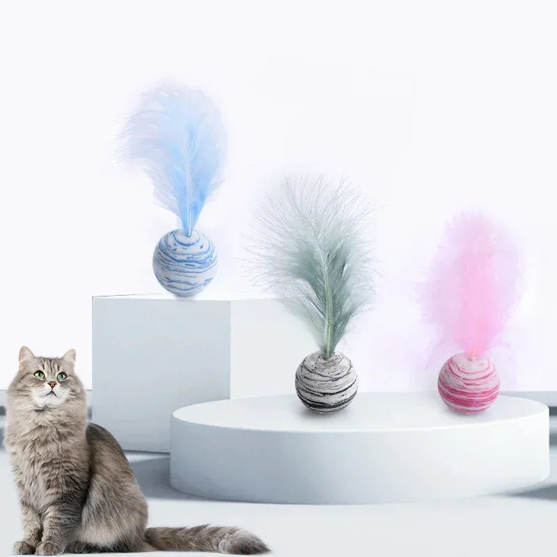 Cat toy Ball Feather Funny Cat Toy Star Ball Plus Feather Foam Ball Throwing Toys Interactive Plush Toys Pet Supplies katten toy