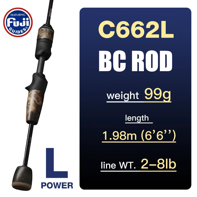 Seasir Stream Spinning Baitcasting Rod Ultralight Carbon Wood Handle Fuji 1-10g