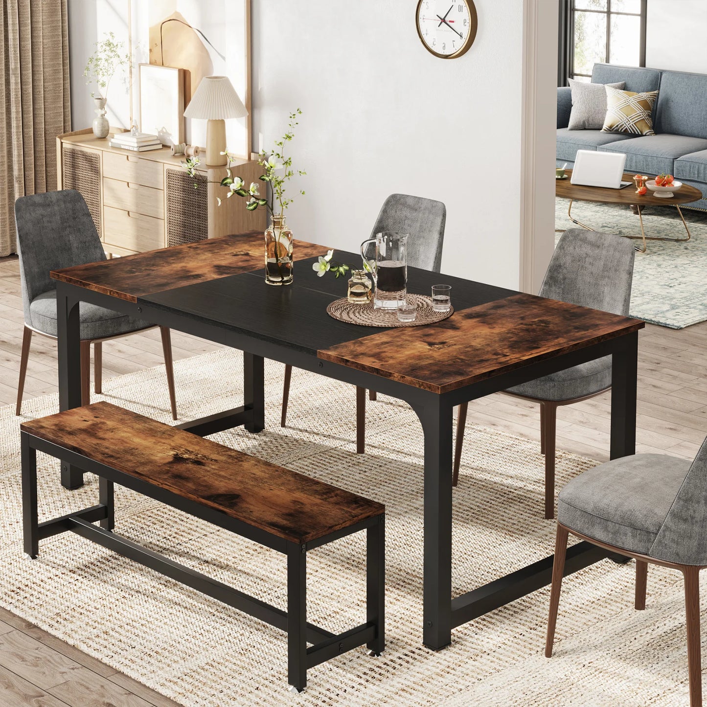 Tribesigns Dining Table Industrial Kitchen Table For Six To Eight People