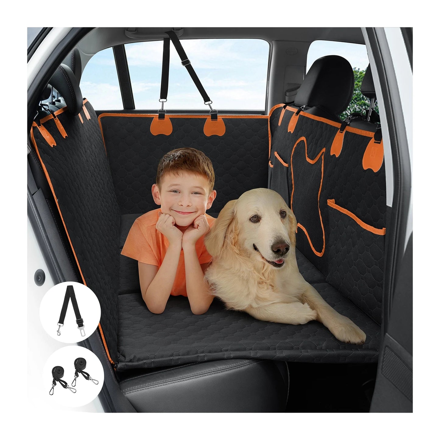 Heavy Duty 6 Layer Dog Car Seat Cover With Expanded Space And Strong Support For Full Size SUVs And Trucks