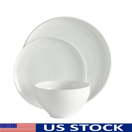 12 Piece Durable Porcelain Dinnerware Set Microwave Dishwasher Oven Safe Modern High Dining Tableware Ideal Everyday Use