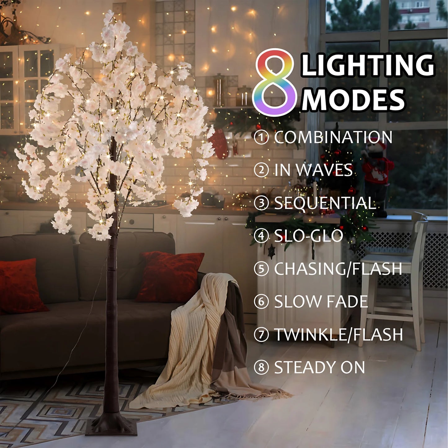 Cherry Blossom 6ft Indoor Lighted Tree 450 LED Lights