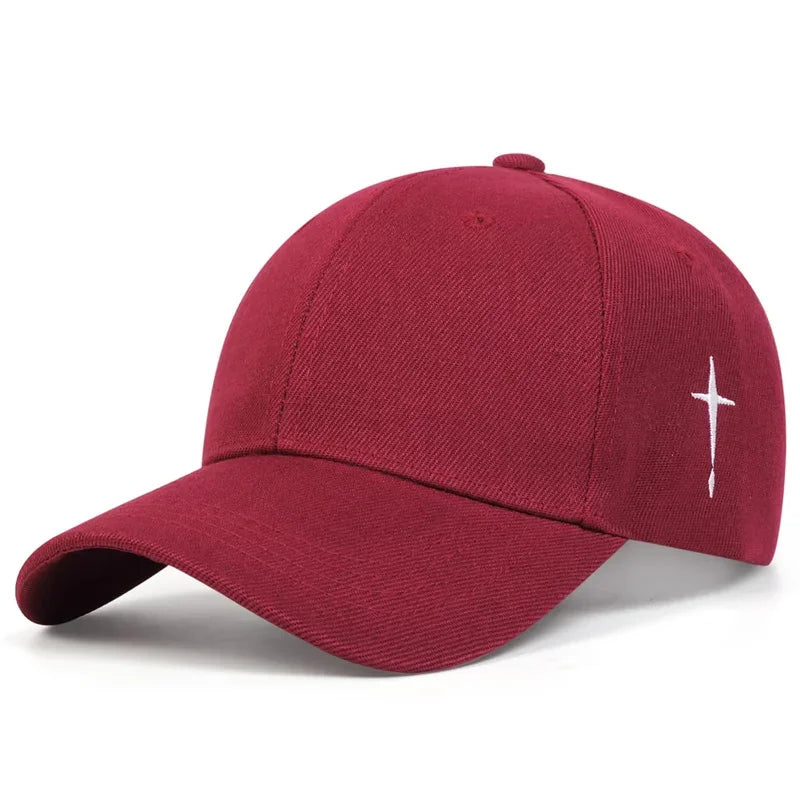 Unisex Cross Embroidery Snapback Baseball Cap Adjustable