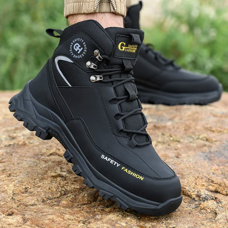 Men Steel Toe Safety Boots High Top Waterproof Work Shoes