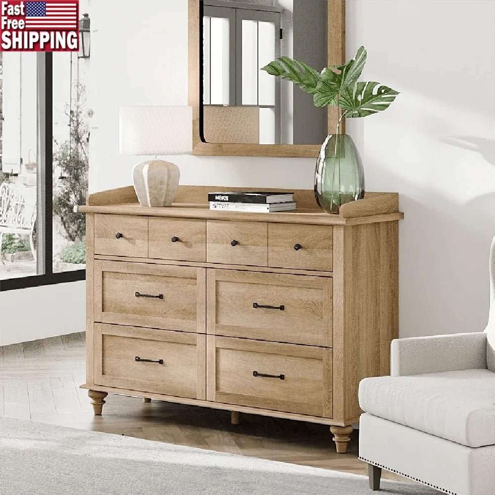 Wood Kids Dresser Six Drawer Changing Table Nursery Chest