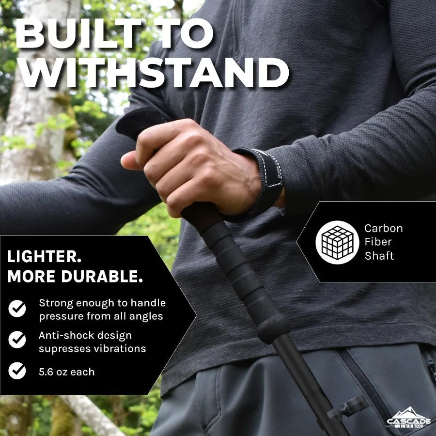 Trekking Poles Carbon Fiber Walking Hiking Sticks With Quick Adjustable Locks