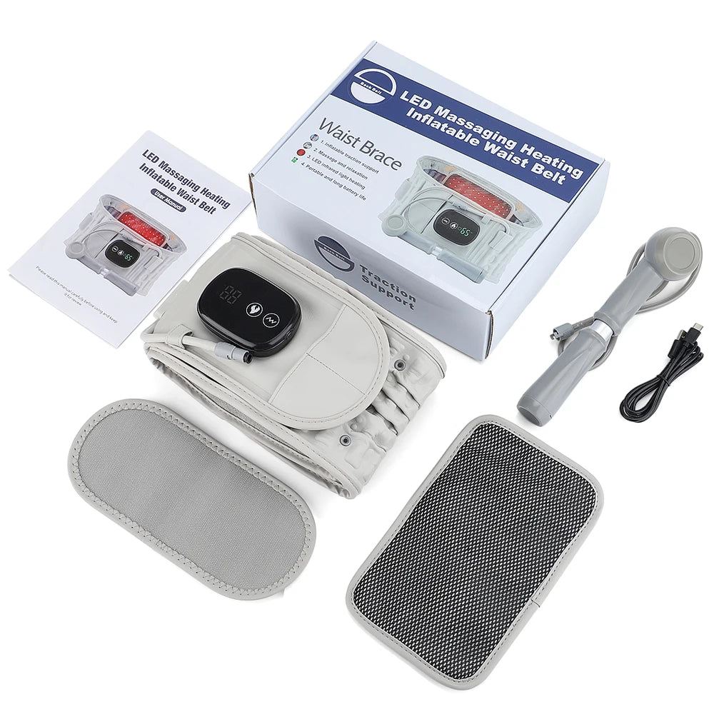 Rechargeable Battery Inflatable Belt With Lumbar Traction
