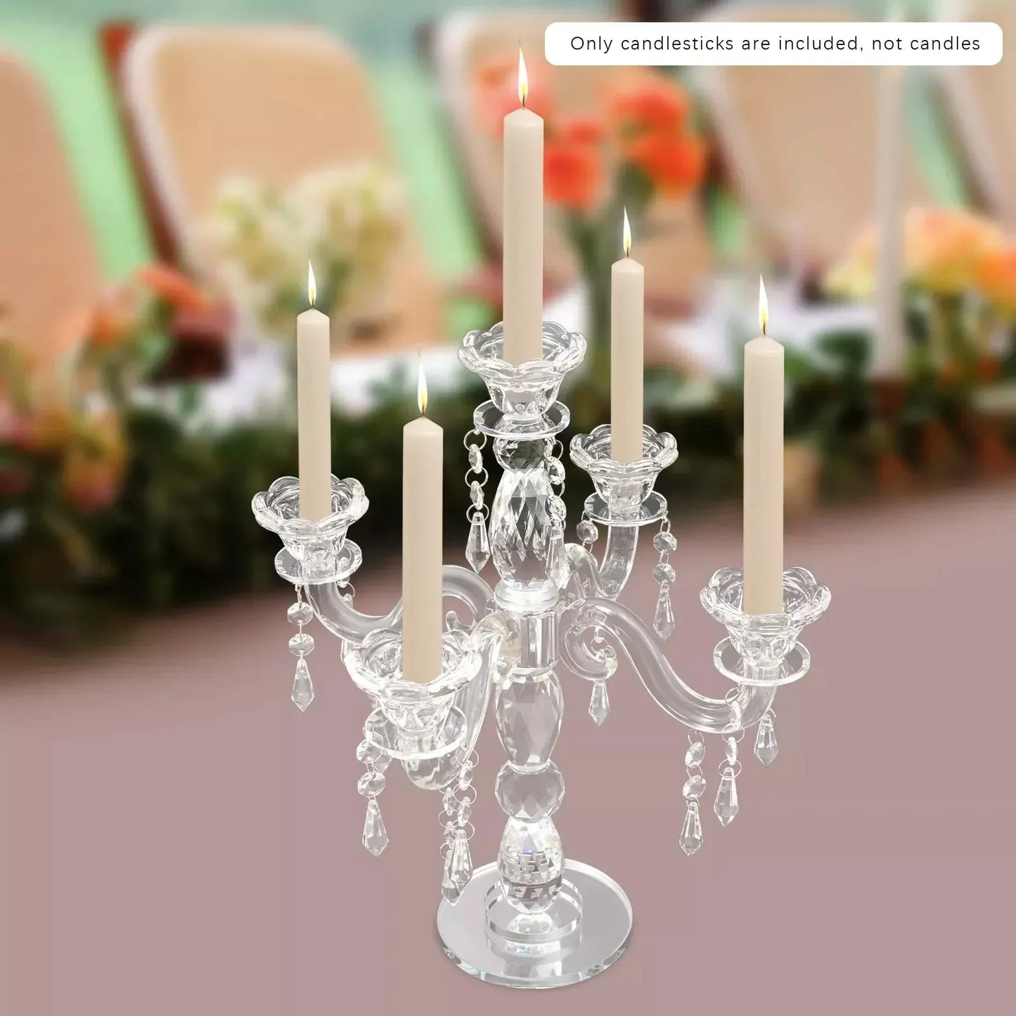 5 Arm Crystal Candle Holder Centerpiece With 5 Heads