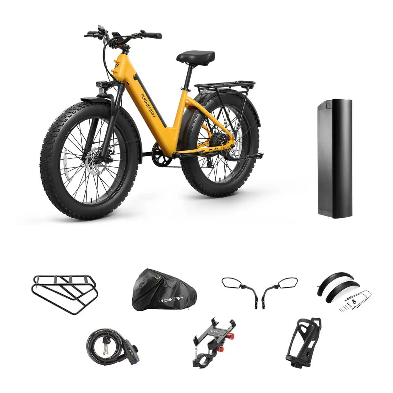 PUCKIPUPPY Samoyed Electric Bike 960W Peak 28 MPH Commuter E Bike 26 Inch Fat Tire Electric Bicycle 2 Year Warranty