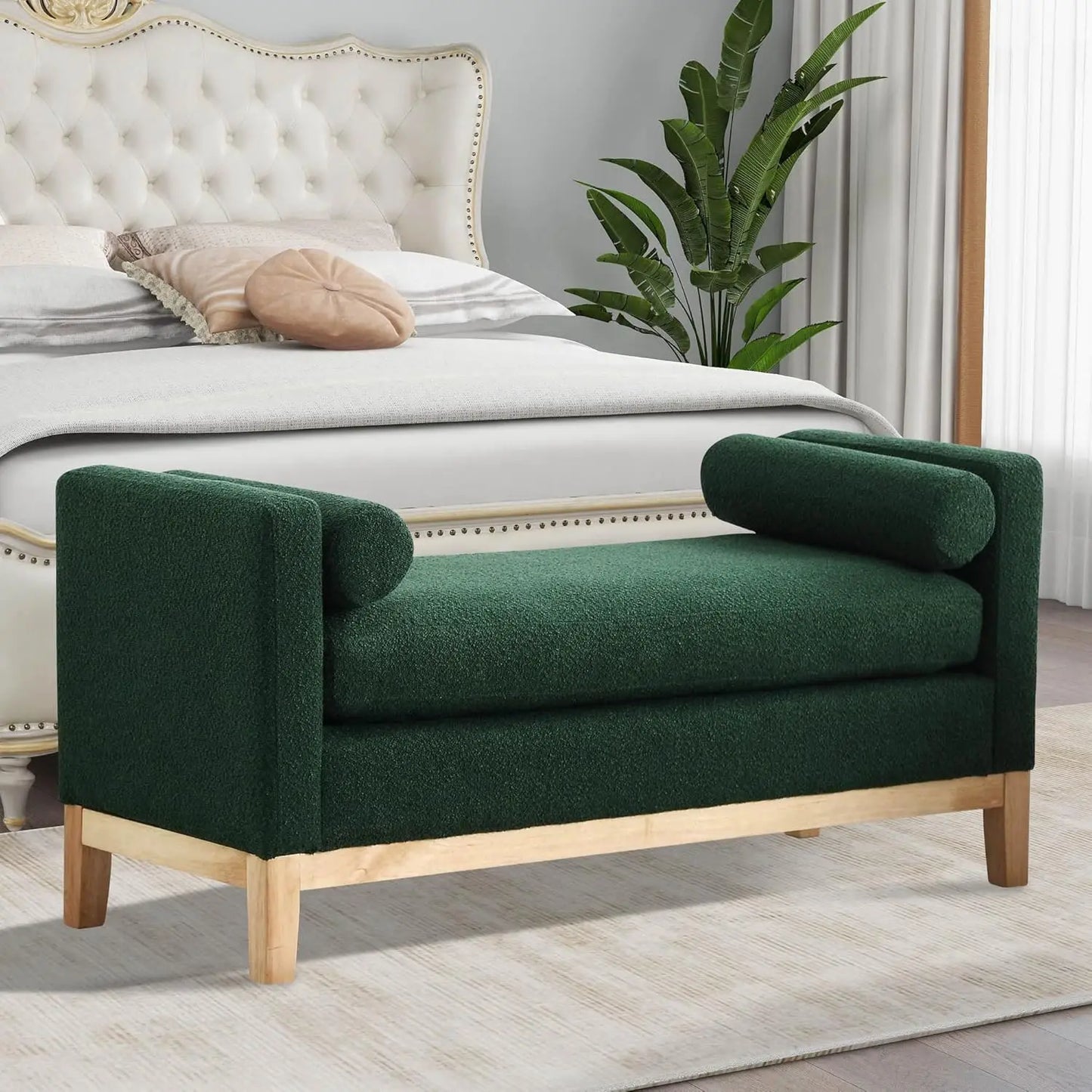 66 Inch King Size Leather Bed Bench Upholstered Stool