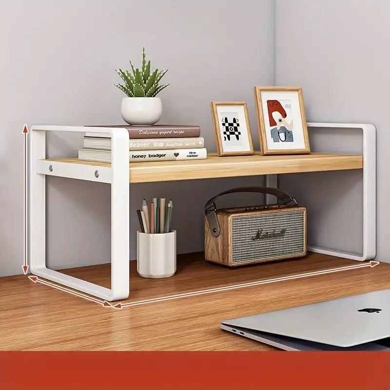 LUSQI 2 Tier Desk Shelf Storage Rack For Home Office Organization