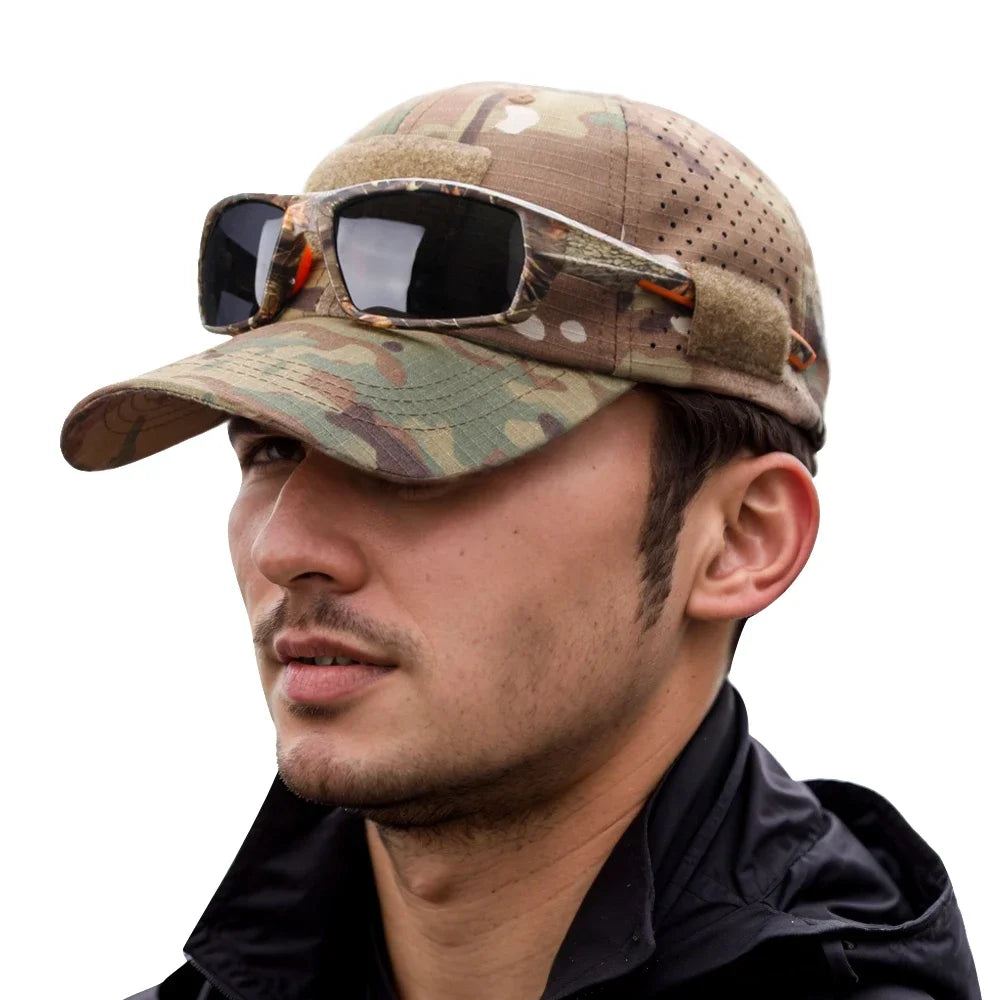 Men Camouflage Baseball Cap Sun Protection Velcro For Hiking