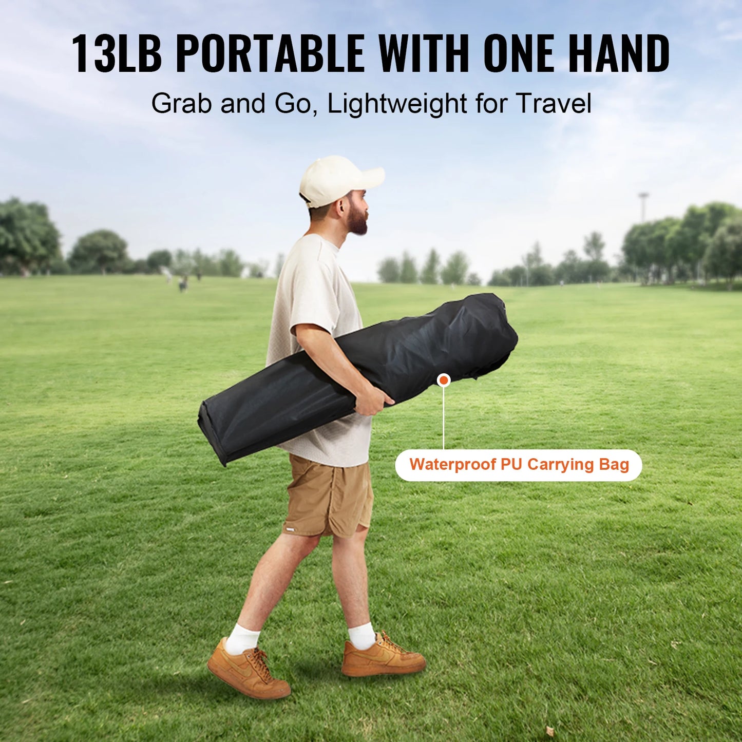 Camping Folding Chair For Adults Portable Quad Lumbar Padded With Side Pockets