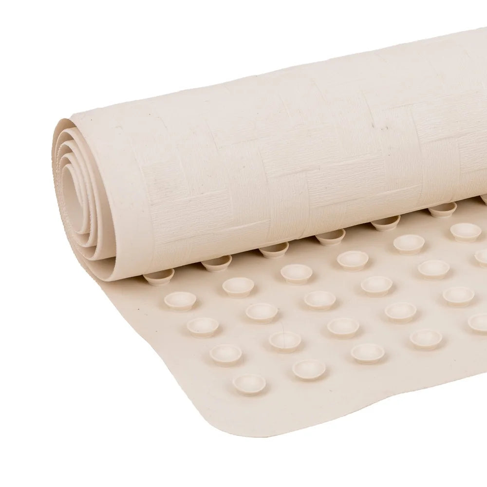 Rubber Bath Mat With Suction Cups Non Slip Cushioned Surface Rectangle In Tub Use Machine Washable Bathroom Essential