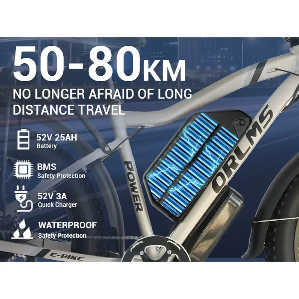 Orlms MX500 Electric Bike Dual Motor 3000W 52V 25Ah Tires