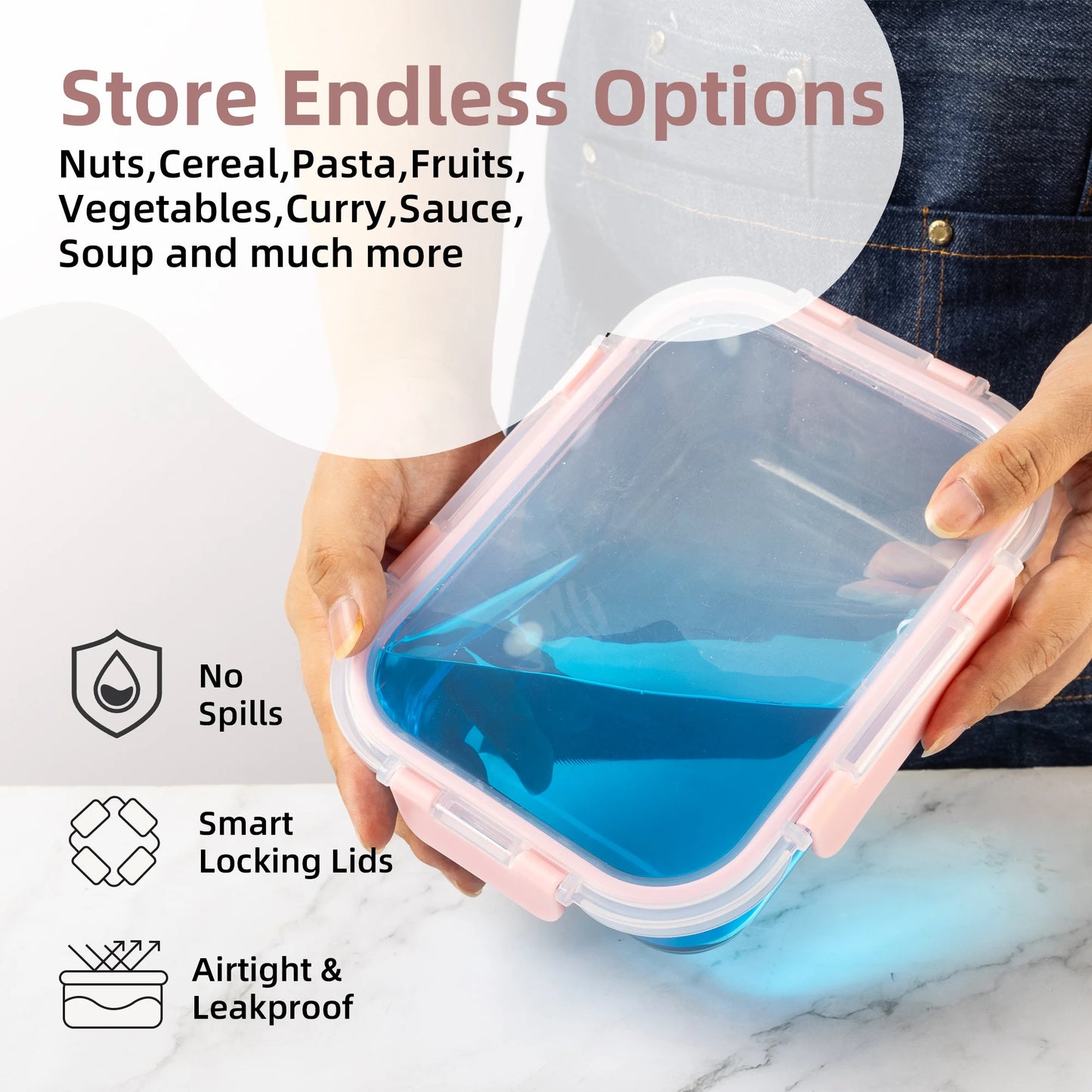 16 Piece Glass Food Storage Containers Set Leakproof Airtight BPA Free Microwave Safe Oven Safe Stackable