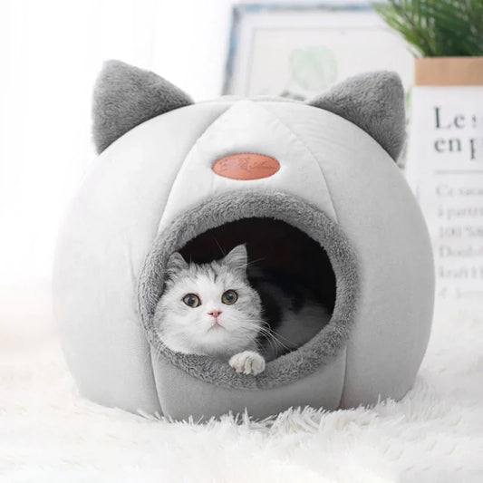 New Deep Sleep Winter Cat Bed Cozy Cave Nest Indoor Tent Mat For Cats Small Pets