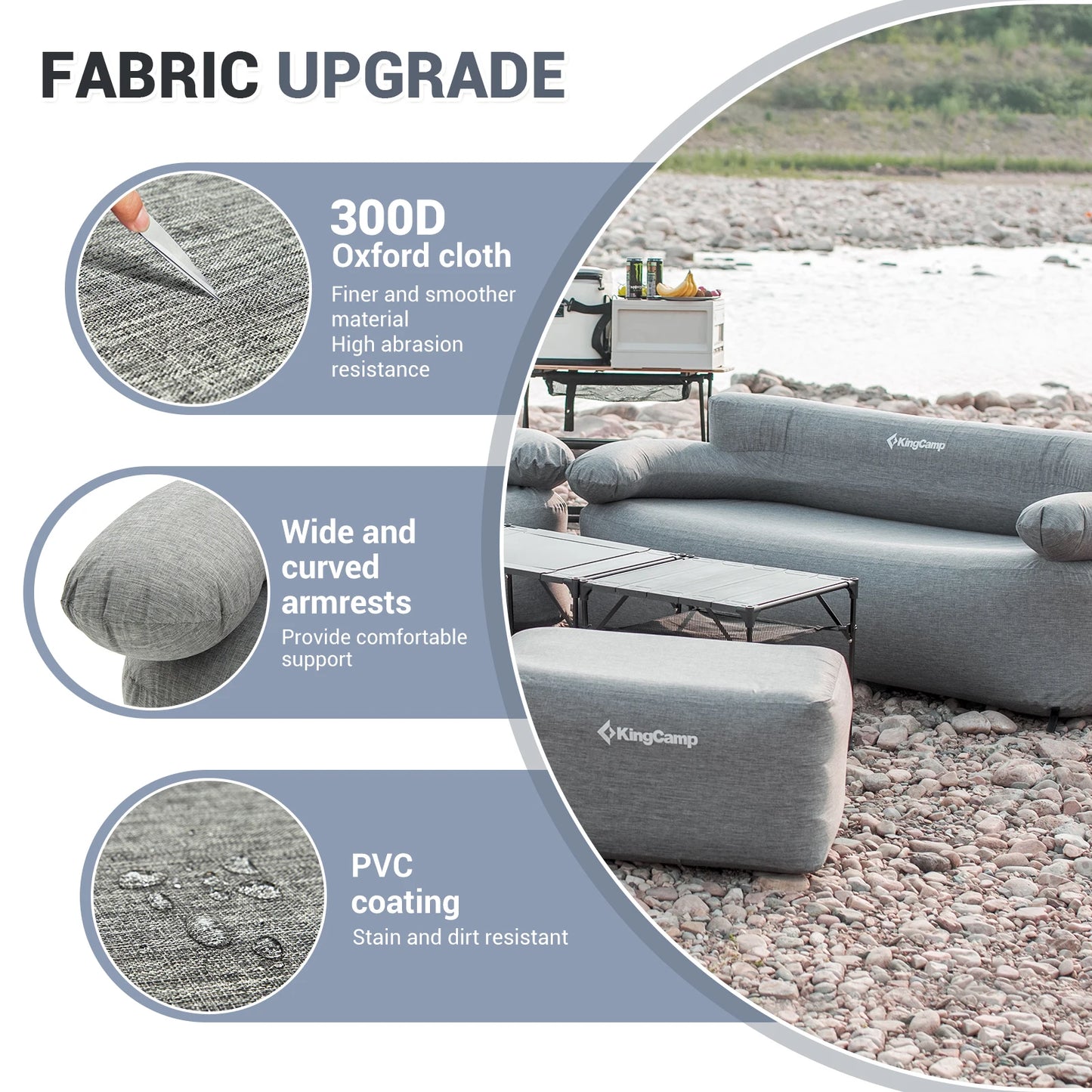 KingCamp Double Air Couch Inflatable Lounger for Outdoor Picnics and Beach Games