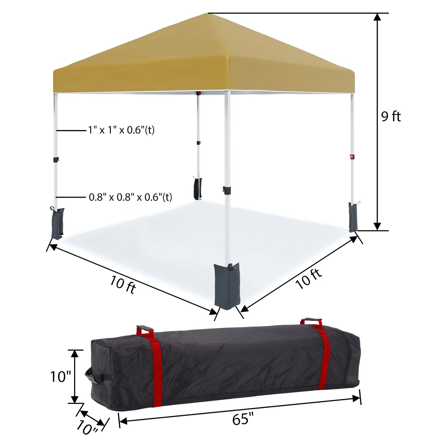 10x10ft Center Locking Canopy Tent Shelter Height Adjustable Legs Waterproof UV