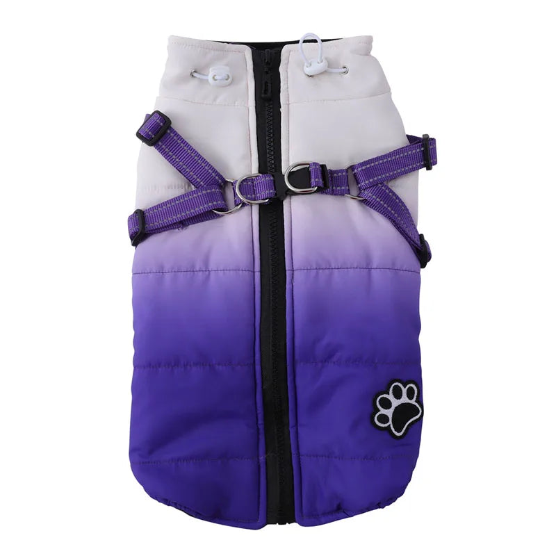 Winter Dog Jacket With Harness Zipper For All Breeds Coat