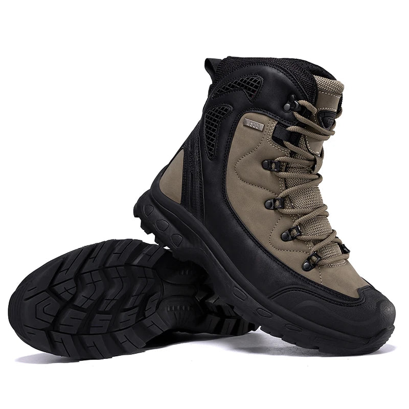 Mens Hiking Boots Waterproof Breathable Mountain Climbing Shoes Lace Up Outdoor