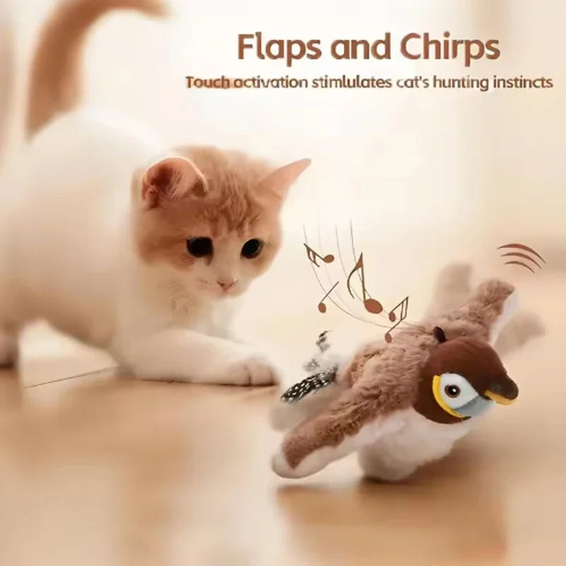 Hot Simulated Bird Cat Toy Interactive Plush Pet Toy For Cats And Dogs Rechargeable Chirping Flapping Bird No Flying