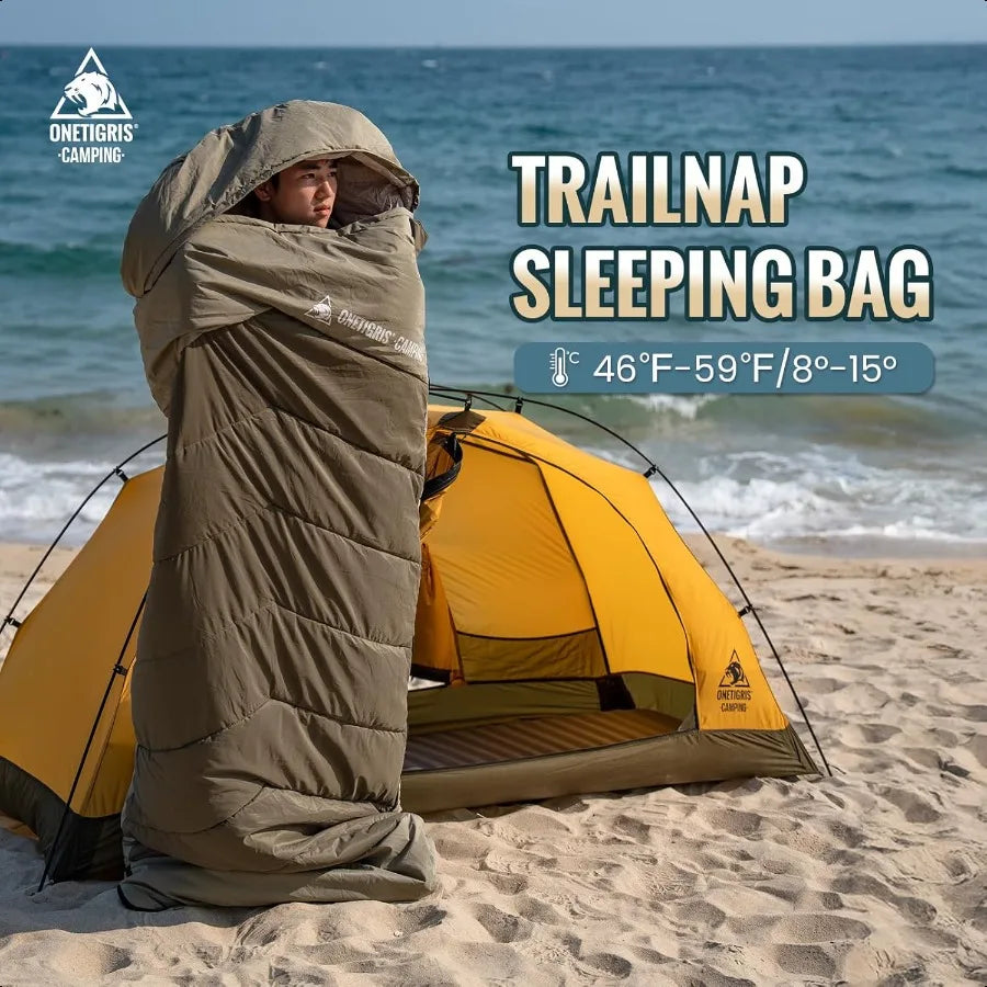 Trailnap 3 Season Extra Wide Cotton Sleeping Bag for Camping Backpacking Travel Outdoor Activities