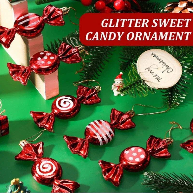 6 Pcs 2025 Christmas Lollipop And Candy Cane Ornaments For Tree Decor And Gift