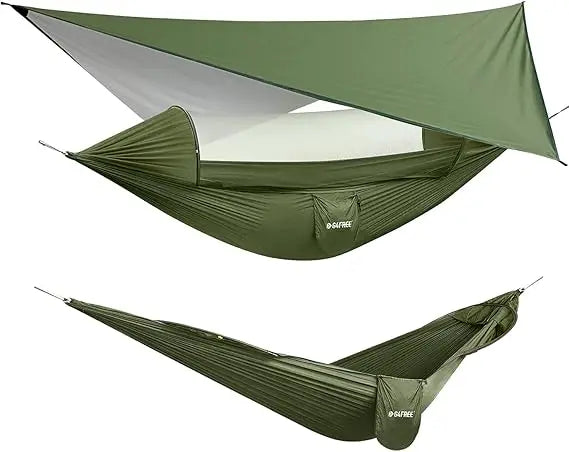 G4Free Large Camping Hammock With Mosquito Net And Rain Fly