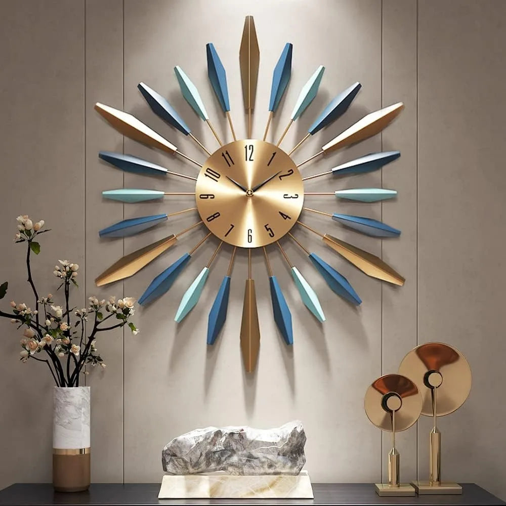 28 Inch Large Metal Wall Clock Silent Mid Century Decor For Living Room