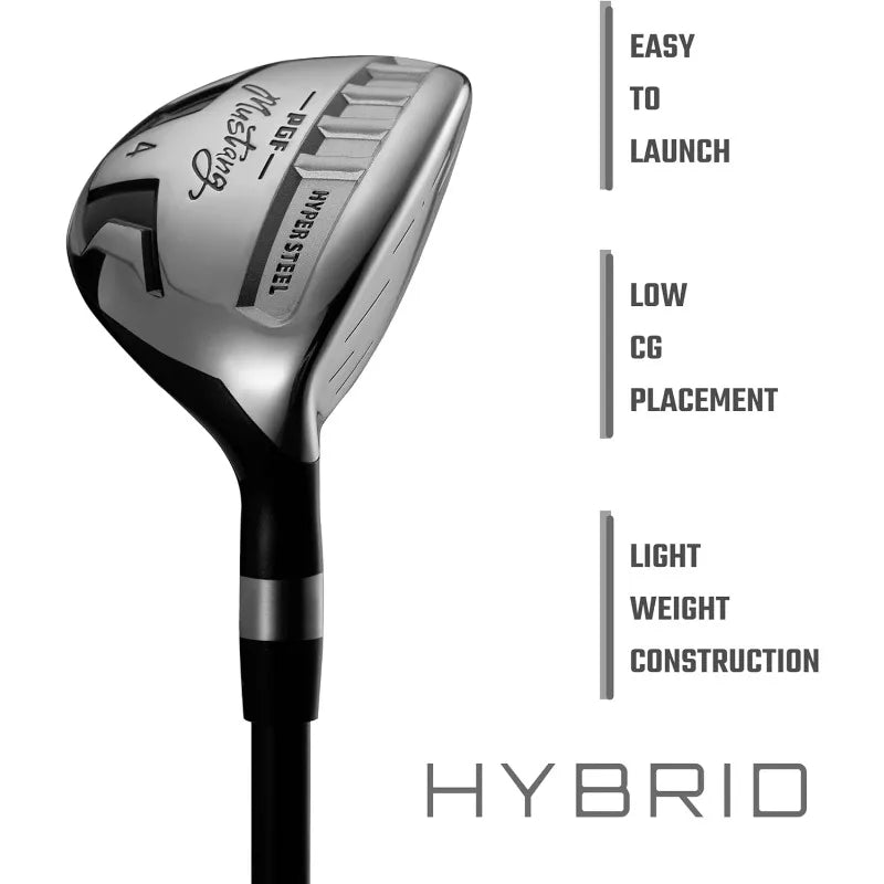 PGF Men's Mustang MK7 Complete Golf Club Package Set [Flex:Regular][14-Pieces]