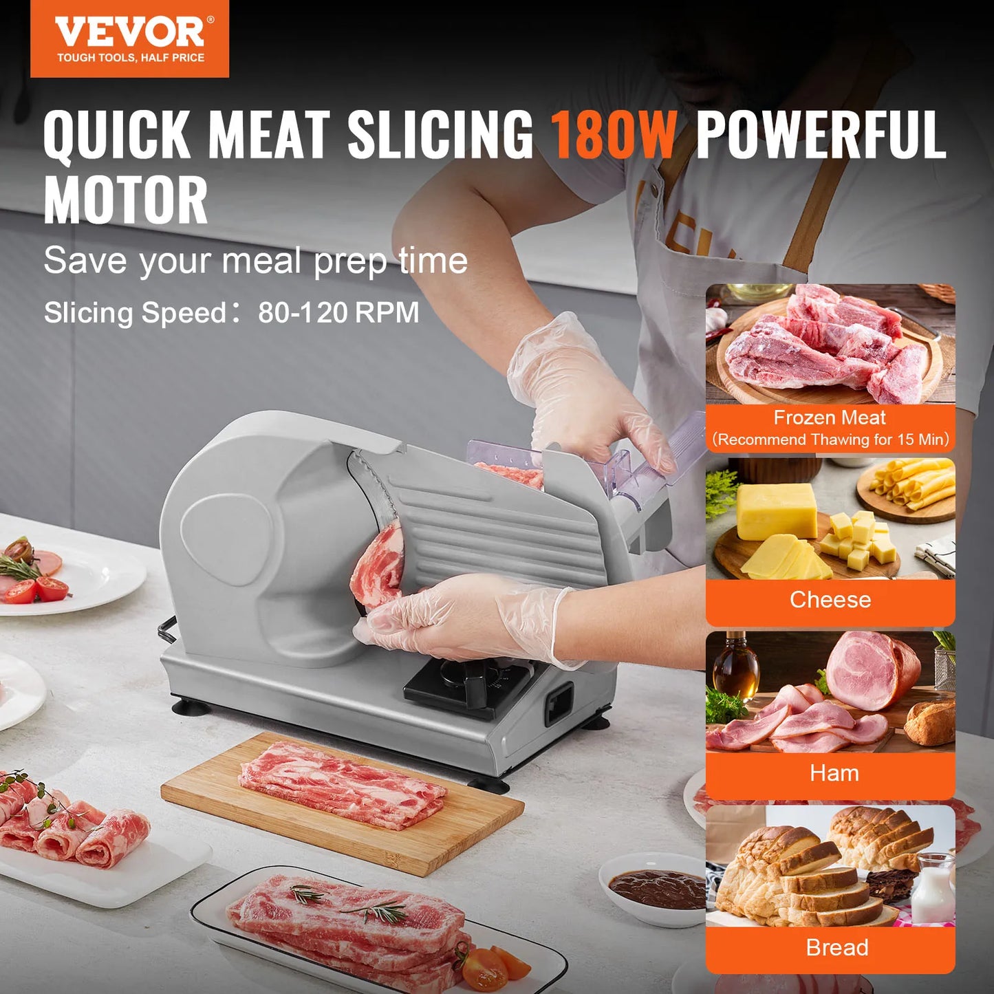SucceBuy Meat Slicer 180W Electric Deli Slicer With SUS420 Blade Guard