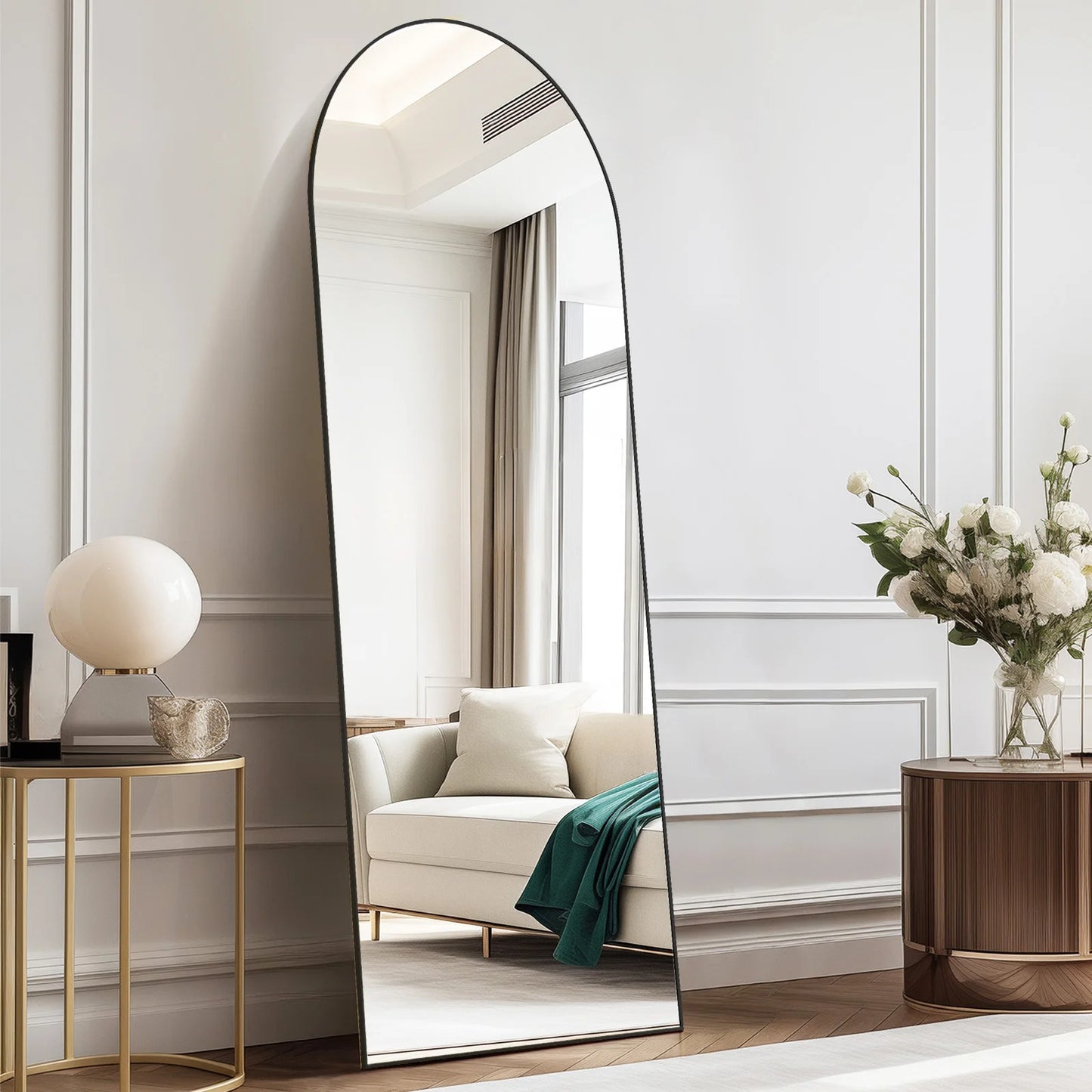 JHK Full Length Mirror Aluminum Alloy Frame Standing Or Wall Hanging 59x16 64x21