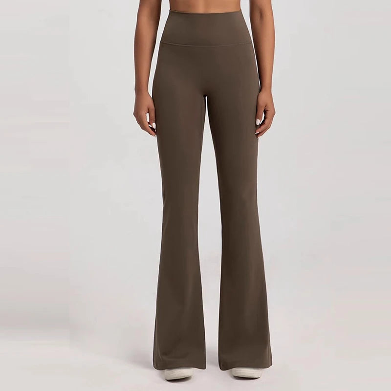 Women's High-Waisted Flared Pants, Elastic Waist, Cinching Hip-Lifting, Casual Yoga Pan for All-Season Exercise and Outdoor Wear