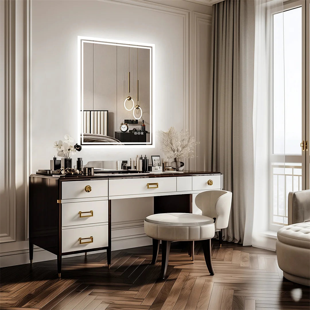 Luvodi 28x36 Inch Backlit Dimmable Defog Wall Mounted Bathroom Mirror